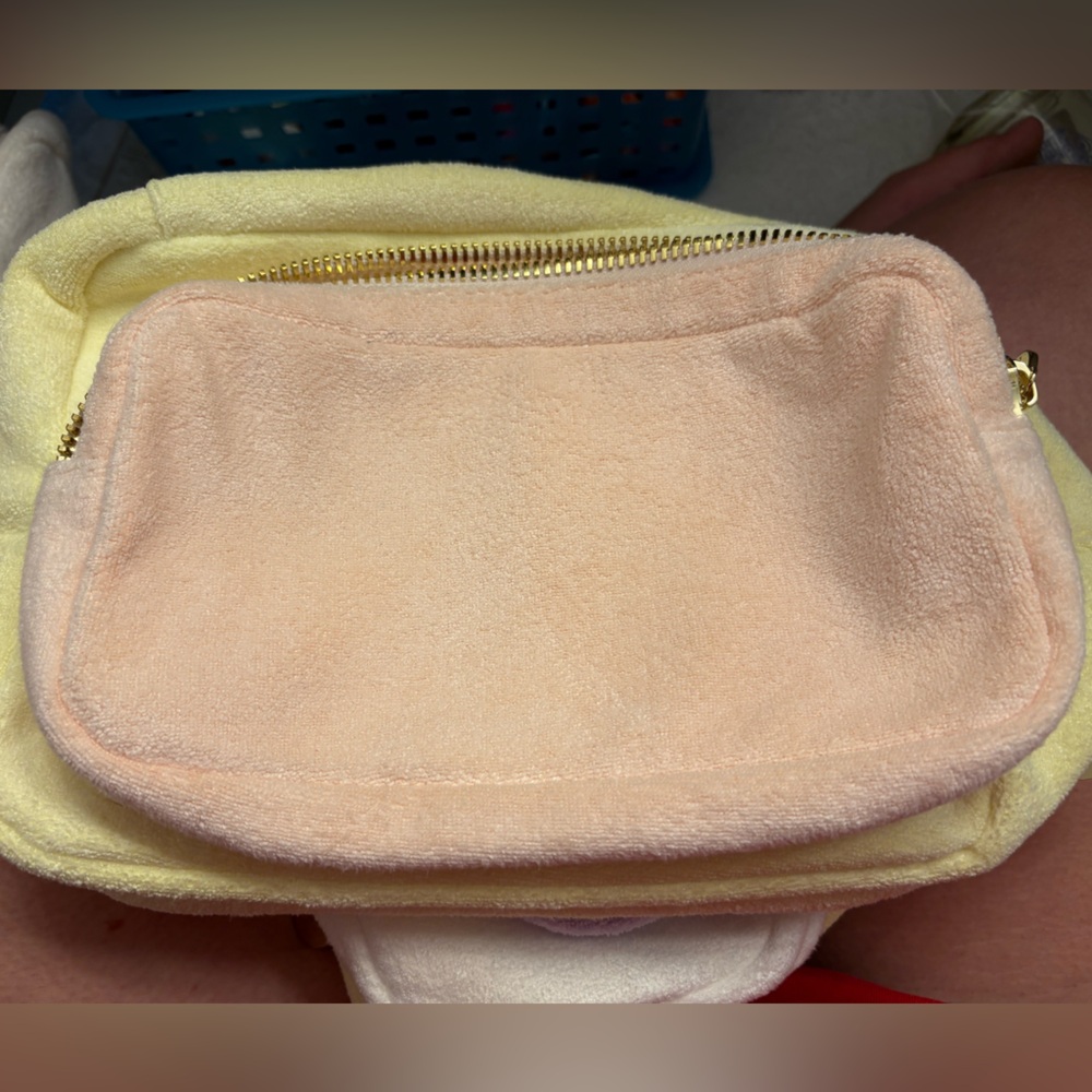 Terry cloth small pouch - light orange/pink
